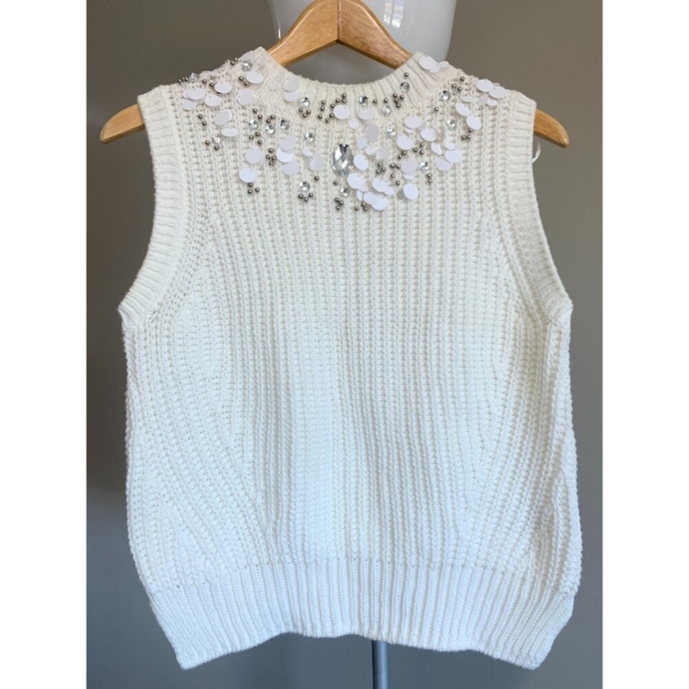 H&M Women Cut out Sweater Sleeveless Vest White Size Small:Good as New